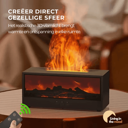 Kerst Favoriet 🎁 – Luxe Aroma-Luchtbevochtiger met 3D haardvuur, ideaal als gift