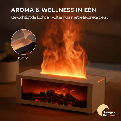 Kerst Favoriet 🎁 – Luxe Aroma-Luchtbevochtiger met 3D haardvuur, ideaal als gift