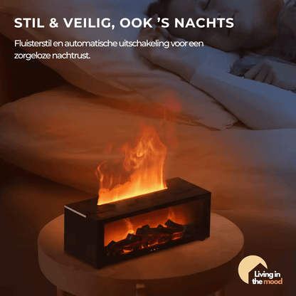 Kerst Favoriet 🎁 – Luxe Aroma-Luchtbevochtiger met 3D haardvuur, ideaal als gift