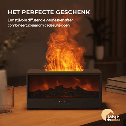 Kerst Favoriet 🎁 – Luxe Aroma-Luchtbevochtiger met 3D haardvuur, ideaal als gift